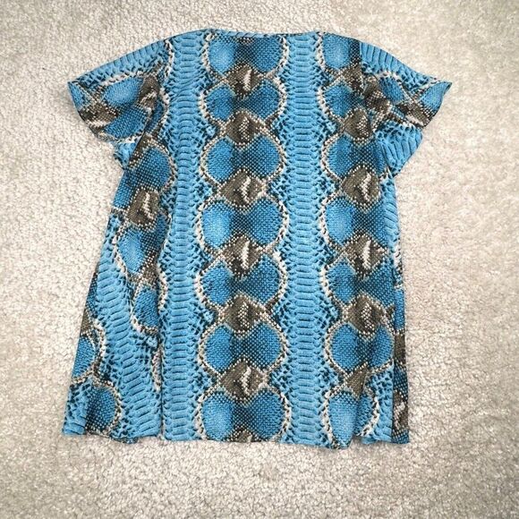 Buddy Love Avril V Neck Blouse Blue Gray Snake Print - Picture 3 of 8